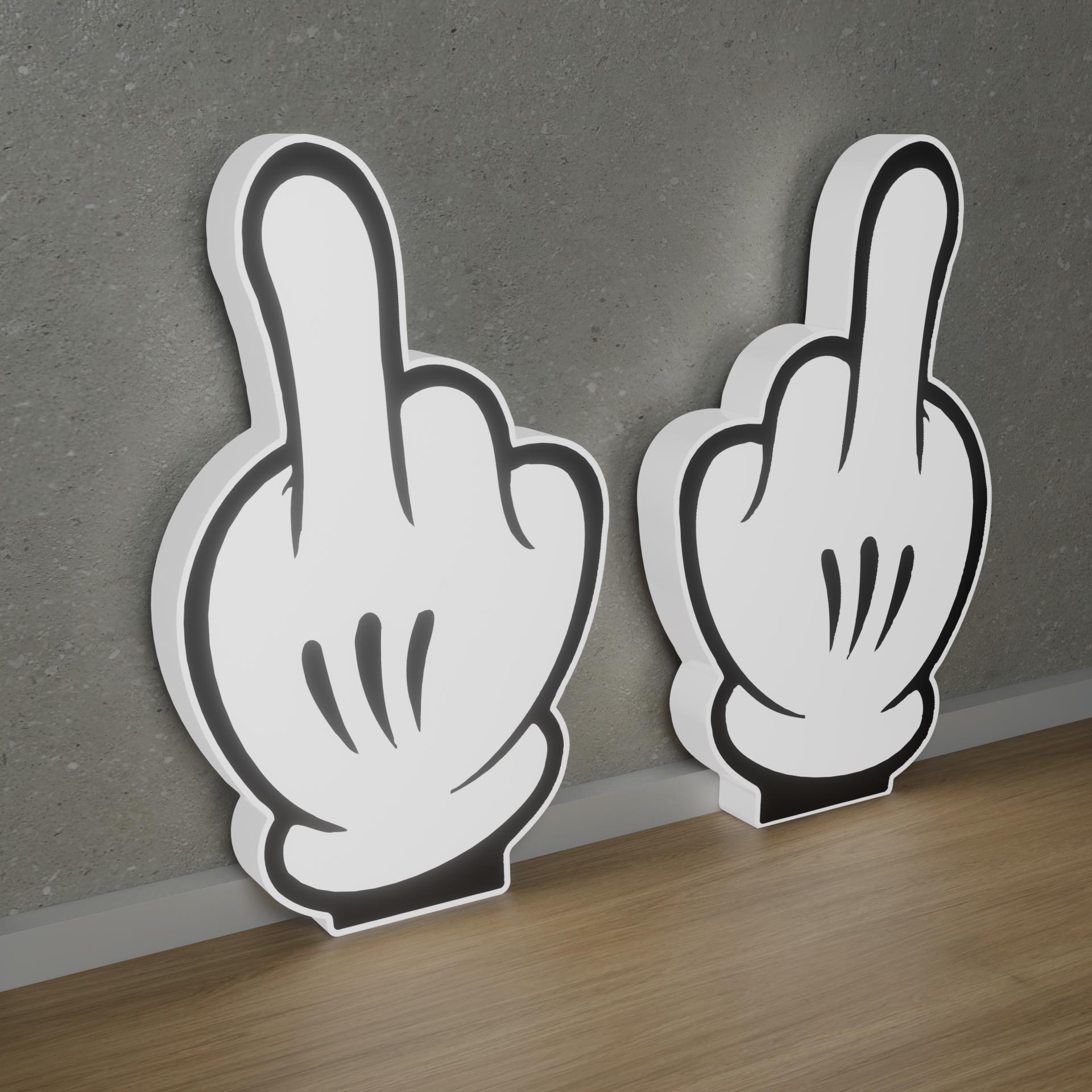 Cartoon Gloves F U Middle Finger Led Light Sign - Mickey Gloves Middle ...