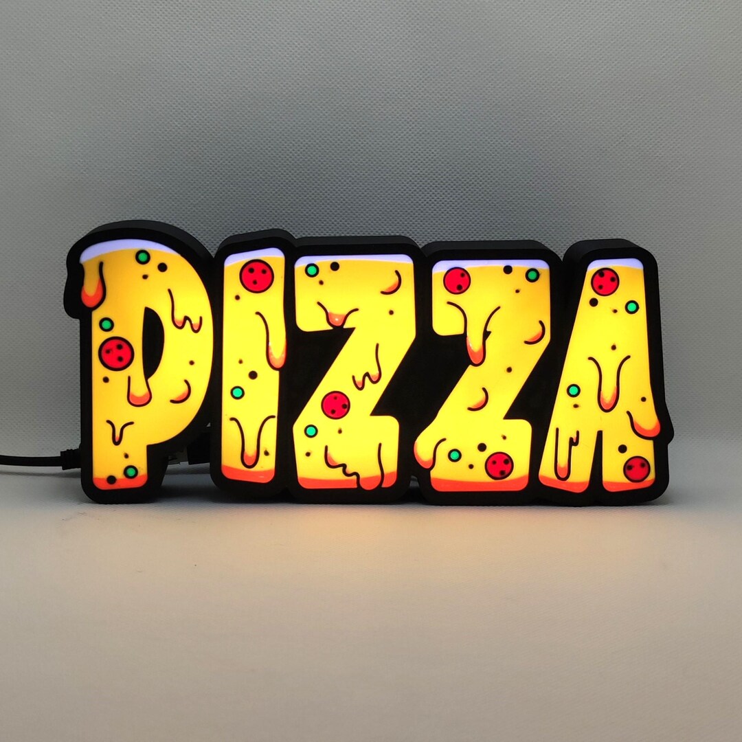 Pizza-shaped Pizza Sign With LED Lights – Fun Kitchen Wall Decor ...