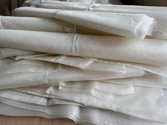 100% Silk Organza Undyed Remnants - Sheer & Dyeable - 44 Inches Wide, Assorted Lengths