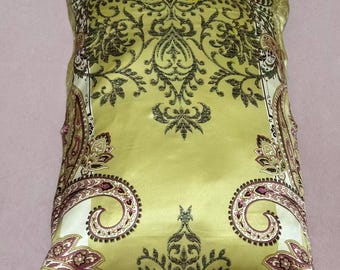 vintage paisley floral  100% mulberry silk pillowcase, queen size,  envelope closure, 22 momme