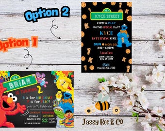 Invitación para el primer cumpleaños de Sésamo: temática de galletas monstruosas (descarga digital, 5 x 7 en formato JPEG o PDF)