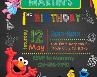 Invitación digital para el primer cumpleaños de Barrio Sésamo