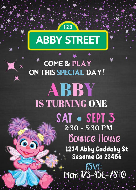 Sesame Street 1st Birthday Invitation: Abby Theme (Digital Invitation)