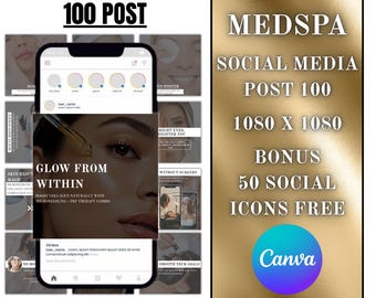 100 Instagram Post Templates | Marketing Templates | Instagram Engagement | Social Media Manager Posts | Canva Social Media Templates