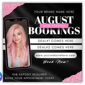 DIY August Booking Flyer for Hair, Nails, Lashes & Makeup Business – Back to School Flyer Template
