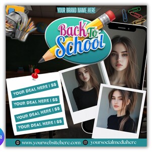 Dépliant de réservation de bricolage pour la rentrée scolaire, Flyer de promotions de la rentrée scolaire, Flyer d'offres pour amener un ami, maquillage, coiffure, cils, ongles, modèle de toile de bricolage