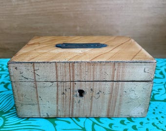 Antique Wooden Money Box Hinged