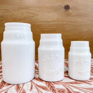 Antique French Milk Glass Crème Simon Jars – circa 1910
