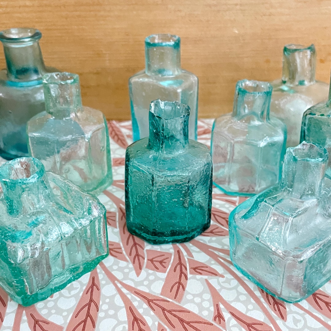 Antique English Glass Inkwells / Ink Bottles - Etsy
