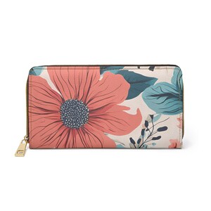 Floral Reißverschluss Brieftasche, Brautgeschenk, Geburtstagsgeschenk, tägliche Brieftasche, Cocktail Brieftasche, Geschenk für sie, Floral Geldbörse, Floral Kupplung Brieftasche,