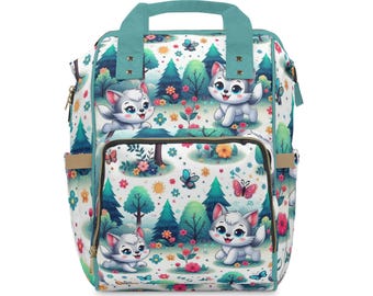 Floral Diaper Backpack: Stylish Nylon Baby Bag, Travel Companion