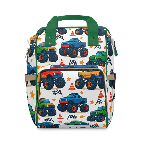 Monster Truck Diaper Backpack: Stylish Nylon Baby Bag - Etsy