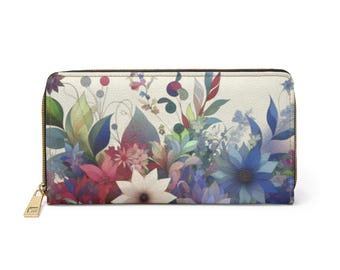 Floral PU Leather Zipper Wallet: Women's Flower Clutch