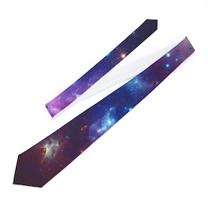 Galactic Necktie, Cosmic Tie for Formal Events, Space Lover&#39;s Accessory, Galaxy Necktie for Weddings, Unique Gift Idea, Astronaut Tie
