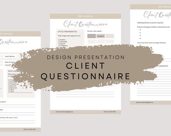 Questionário para clientes de design de interiores: formulário de admissão editável (download digital)