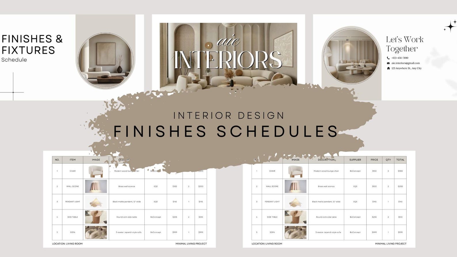 Interior Design Finishes Schedule Template: Editable Canva FF&E Chart ...