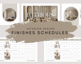 Interior Design Finishes Schedule Template: Editable Canva FF&E Chart (Digital)