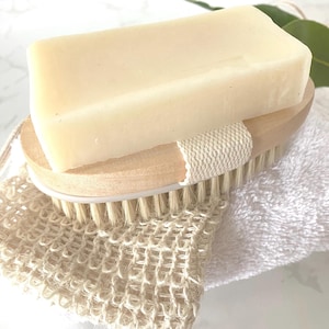 Eco Friendly SPA Set: Handmade Geranium Soap, Sisal Bag & Brush