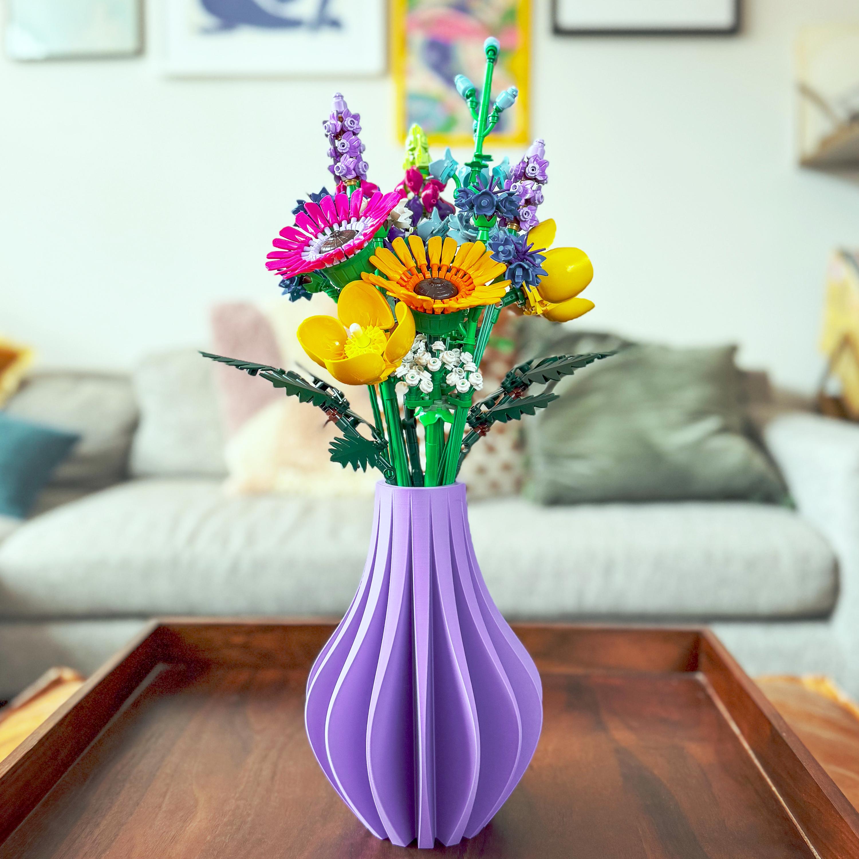 LEGO® Wildflower Bouquet in 3D Printed Vase High Quality Centerpiece  Flowers Botanical Collection 10313 Valentine’s Day, Anniversary