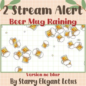Animated Kawaii Beer Mug Raining Stream Alert, Cute Cartoon Falling Brews Twitch Overlay, Drink Decoration Streaming OBS Streamlabs Vtuber
