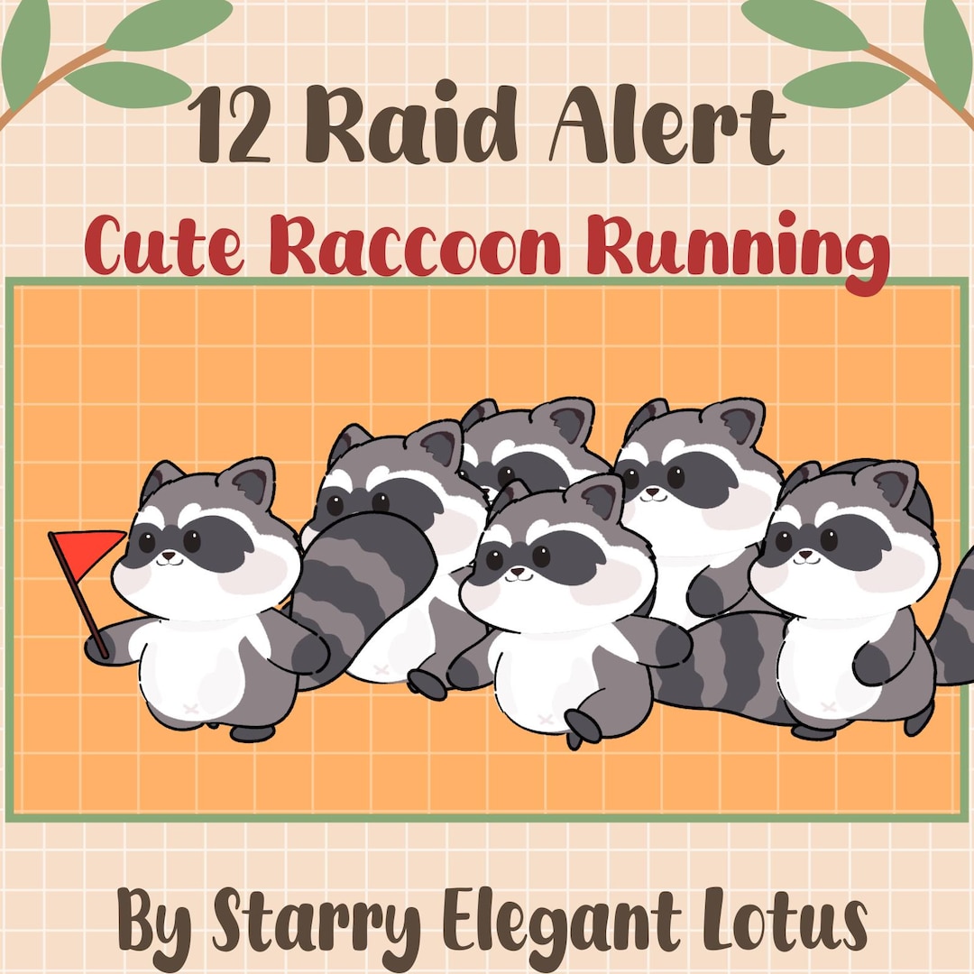 12 Raccoon Twitch Raid Alerts Pack, Raccoon Running Stream Alert, Funny ...