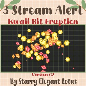 Kawaii Yellow Orange Bit Eruption Stream Alert, Słodki Spadający Magiczny Bit Explosion Twitch Nakładka Dekoracja Streaming OBS Streamlabs Vtuber
