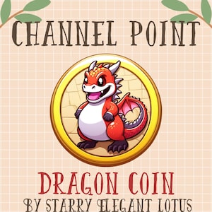 Gold Red Dragon Channel Point, Yellow Coin Emote, Legend Sub Bit Badge Stream Asset, Fairytale Twitch Overlay Discord Youtube Gif Kick Mixer