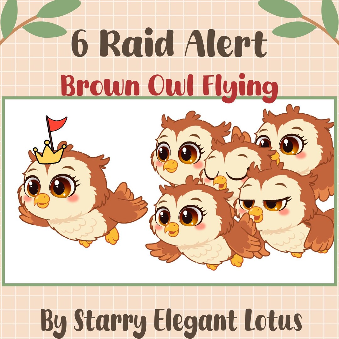 6 Brown Owl Flying Twitch Raid Alerts, Owl Running Full Stream Alert ...