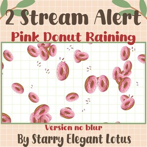 Kawaii Donut Raining Stream Alert, Cute Cartoon Strawberry Mochi Doughnut Twitch Overlay, Dessert Decoration Streaming OBS Streamlabs Vtuber