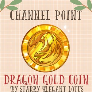 Gold Dragon Channel Point, Yellow Coin Emote, Legend Sub Bit Badge Stream Asset, Fairytale Twitch Overlay Discord Youtube Gif Kick Mixer