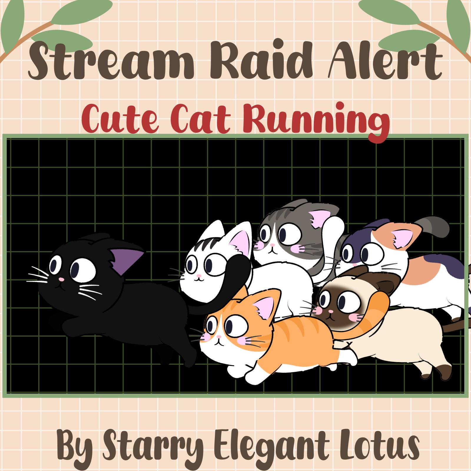 3 Cute Chibi Cats Twitch Raid Alerts, Kitty Running Full Stream Alert ...