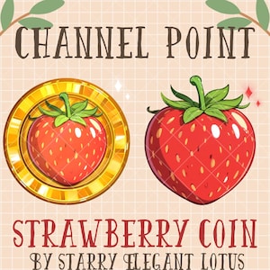 3 Strawberry Golden Channel Point Icon, Red Fruit Coin Emote Rewards, Sub Bit Badge Stream Asset Twitch Overlay Discord Youtube Kick Mixer