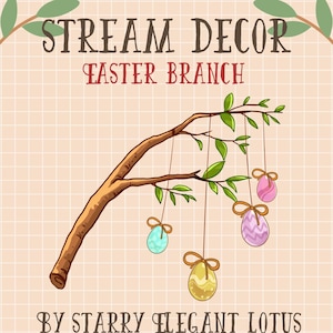 Animated Happy Easter Egg Tree Stream Twitch Decoration, Chick Egg Branch Twitch Overlay For OBS Streamlabs, Light Rabbit String Bunny Plant
