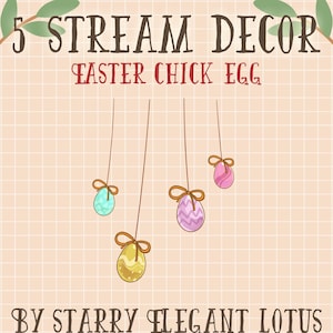 5 Animated Happy Easter Chick Egg String Stream Decoration, Kawaii Chicken Egg Twitch Overlay OBS Streamlabs, Light Rabbit String Bunny Gift