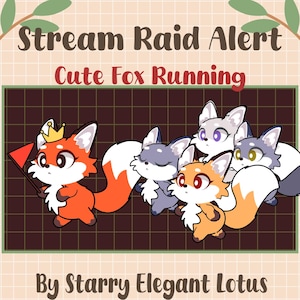 3 Fox Running Twitch Raid Alerts, Red White Black Silver Foxy Full Stream Alert, Fox Twitch Overlay, Emote, Streaming OBS Streamlabs Vtuber