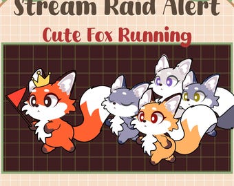 3 Fox Running Twitch Raid Alerts, Red White Black Silver Foxy Full Stream Alert, Fox Twitch Overlay, Emote, Streaming OBS Streamlabs Vtuber