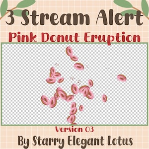Kawaii Donut Eruption Stream Alert, Cute Cartoon Strawberry Mochi Doughnut Twitch Overlay Dessert Decoration Streaming OBS Streamlabs Vtuber