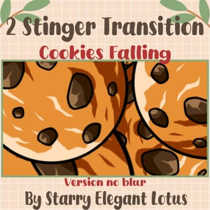 2 Kawaii Chocolate Chip Cookie Twitch Animated Stinger Transition, Cute Cartoon Overlay, Screen Asset For Streaming, OBS, Streamlabs, Vtuber