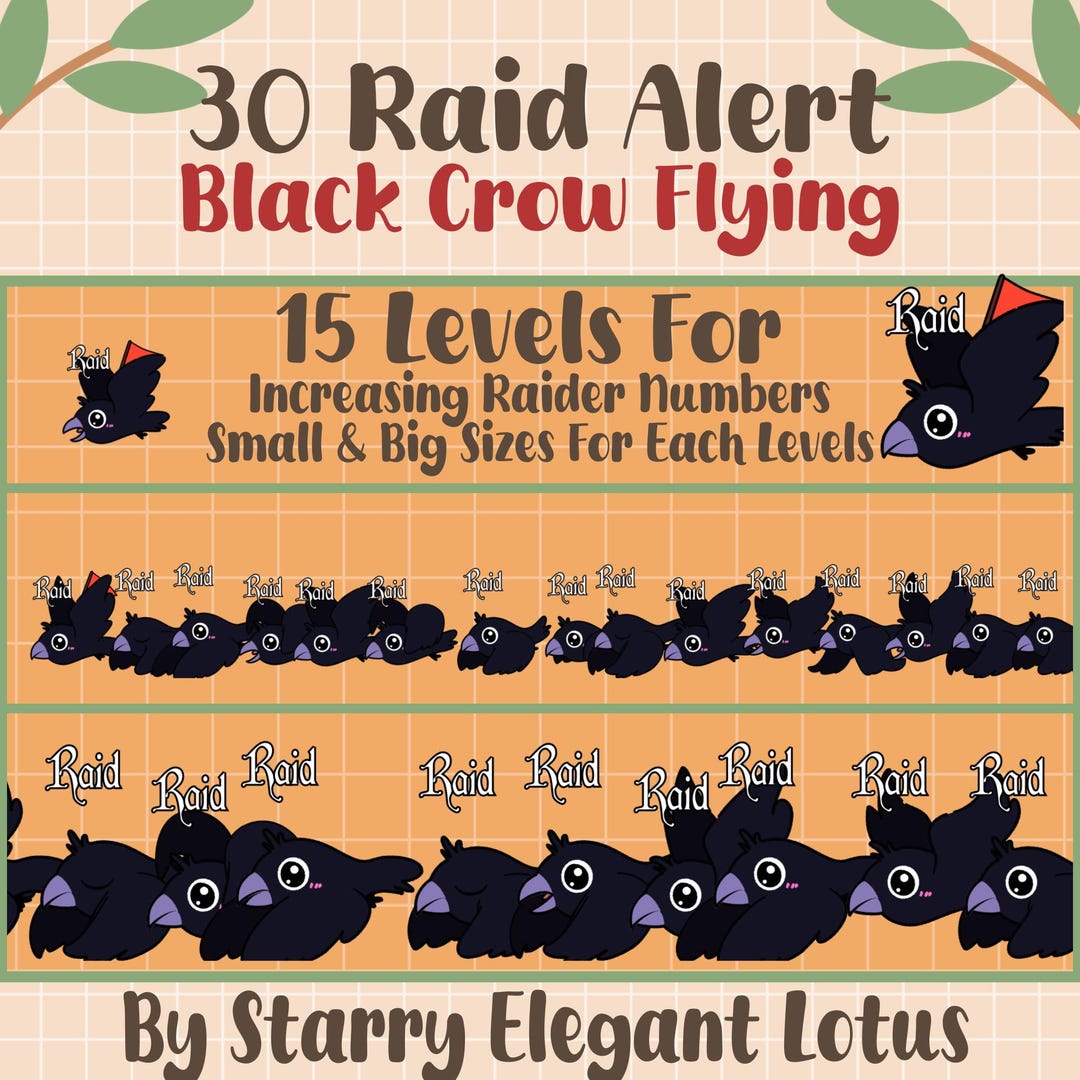 30 Black Crow Flying Twitch Raid Alerts Pack, Bird Pet Stream Raid ...