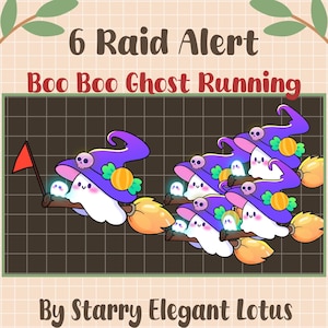 Boo Boo Ghost Twitch Raid-varningar, Halloween Boo Ghost som springer på Twitch-överlägg, Witch Full Stream-varning, Emote-streaming på OBS Streamlabs Vtuber