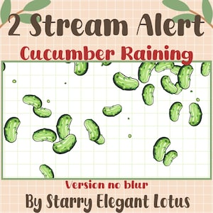 2 Kawaii Cucumber Stream Alert, Cute Cartoon Green Plant, Salad, Pickle Twitch Overlay, Dessert Decoration Streaming OBS Streamlabs Vtuber