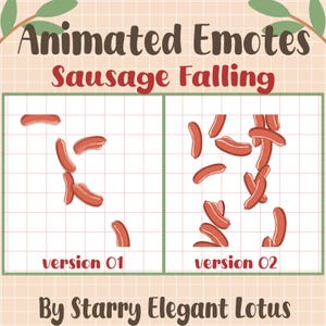 2 Sausage Falling Animated Emotes, Hot Dogs Love Hype Rain Stream Emoji, BBQ Fast Food Pork Badges Twitch, Discord Youtube Kick Mixer Tiktok