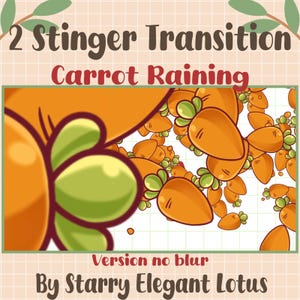 2 Kawaii Orange Carrot Twitch Animated Stinger Transition, Cute Cartoon Easter Overlay, Screen Asset For Streaming, OBS, Streamlabs, Vtuber