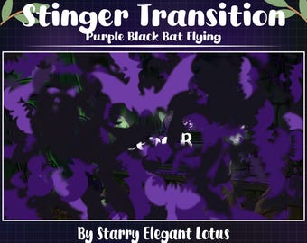 Purple Black Bat Swarm Twitch Animated Stinger Transition, Halloween Flying Bats Stream Switch, Horror Scenes Asset OBS Streamlabs, Vtuber