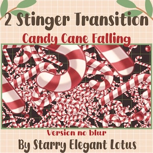 May include: An illustration featuring a cascade of red and white candy canes, with the text "2 Stinger Transition Candy Cane Falling" and "Version no blur By Starry Elegant Lotus". The design has a festive, holiday theme.