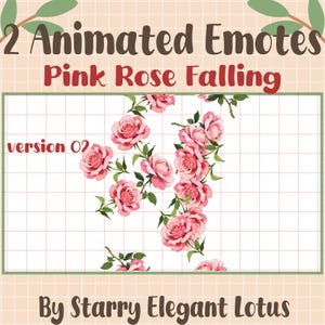2 Pink Roses Raining Animated Emotes, Raid HYPE Stream Emoji, Roses Flower Badges Twitch, Love Valentines Discord Youtube Kick Mixer Tiktok