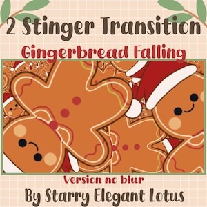 May include: A digital graphic featuring gingerbread men with red and white Santa hats. The text reads "2 Stinger Transition Gingerbread Falling" and "Version no blur By Starry Elegant Lotus". The gingerbread men have brown icing and red and green accents.