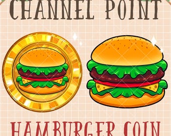 3 Hamburger Channel Point Icon, Burger Coin Emote, Fast Food Sub Bit Badge Stream, Junk Food Twitch Overlay Discord Youtube Gif Kick Mixer