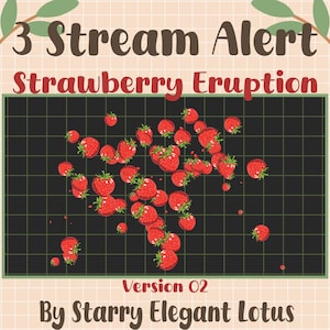 Red Strawberry Eruption Stream Alert, Fruit Farm Twitch Overlay, Cottagecore Garden Decoration OBS Streamlabs Vtuber Donation Subs Tip Cheer