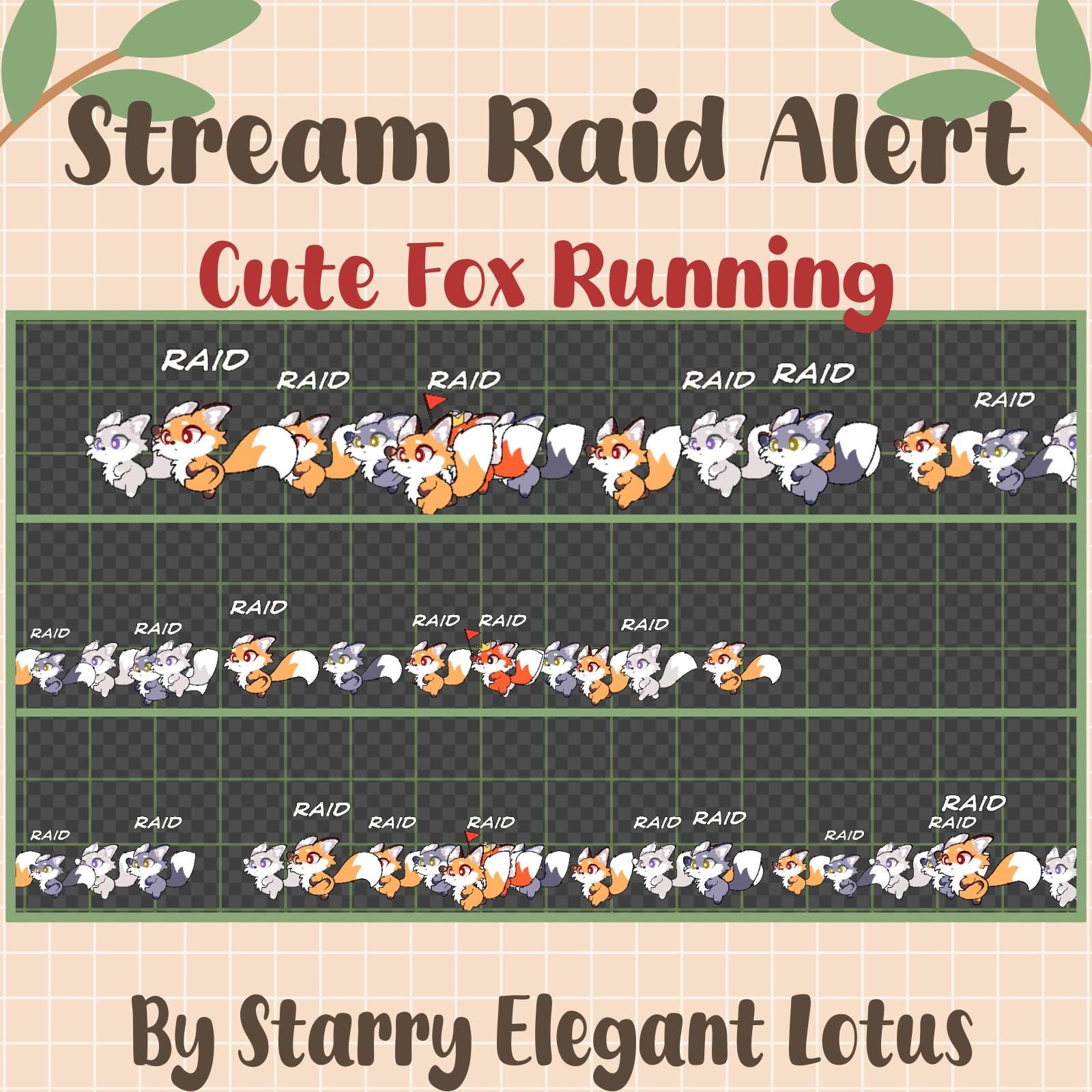 3 Fox Running Twitch Raid Alerts, Red White Black Silver Foxy Full ...